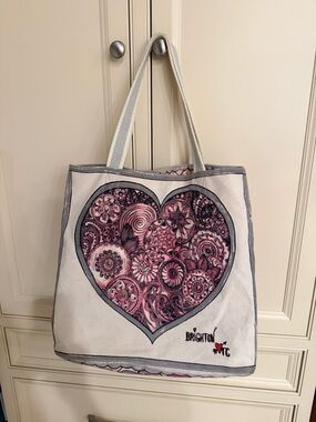 Brighton Canvas Tote with Pink Heart Motif
